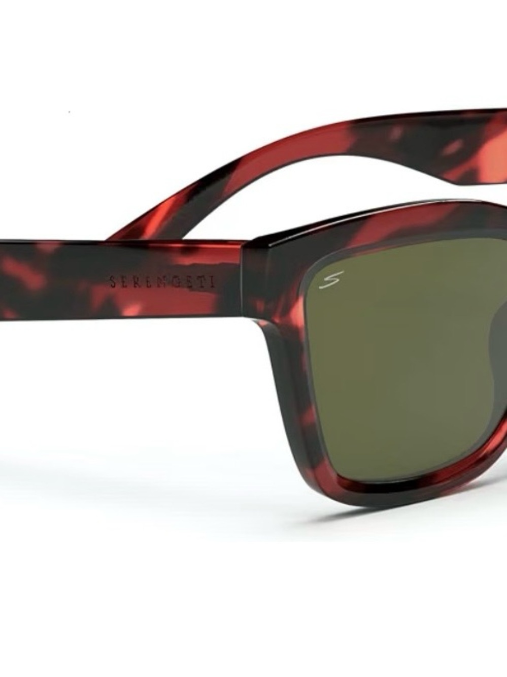 Serengeti Unisex Red Tortoiseshell Sunglasses with Green Lenses